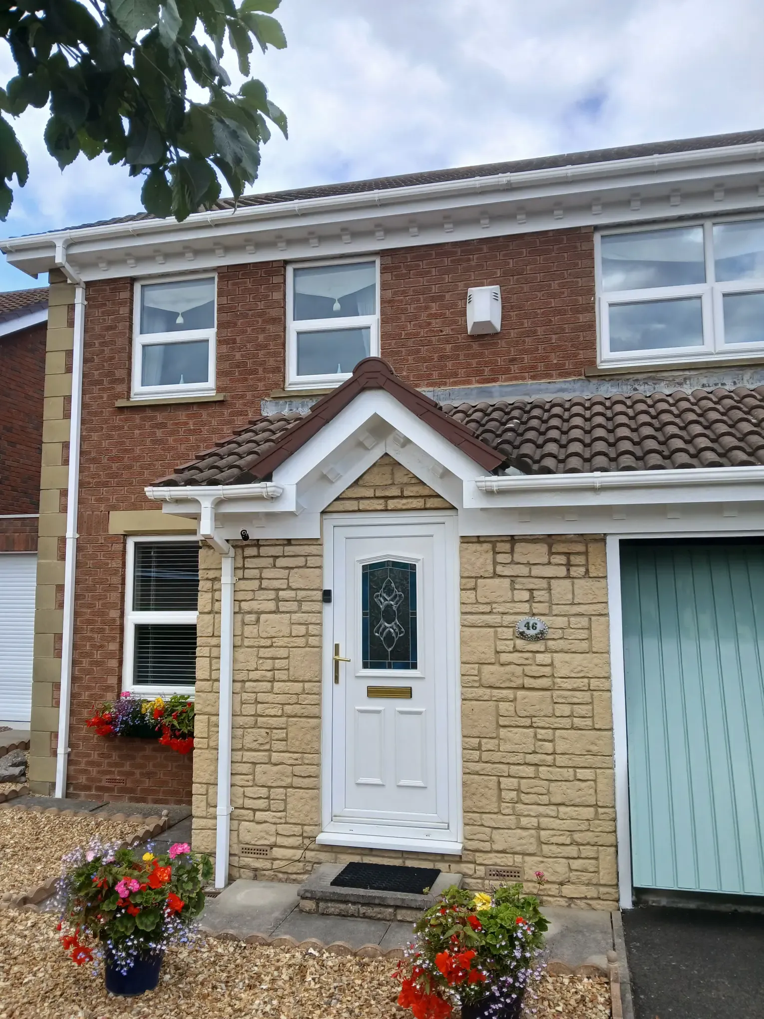 New cream render porch in Whitley Bay